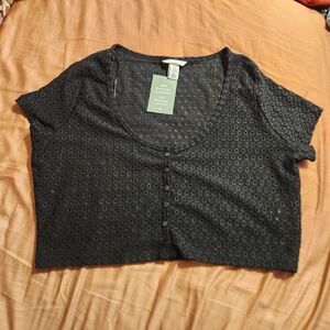 H&M Black Eyelet Crop Top